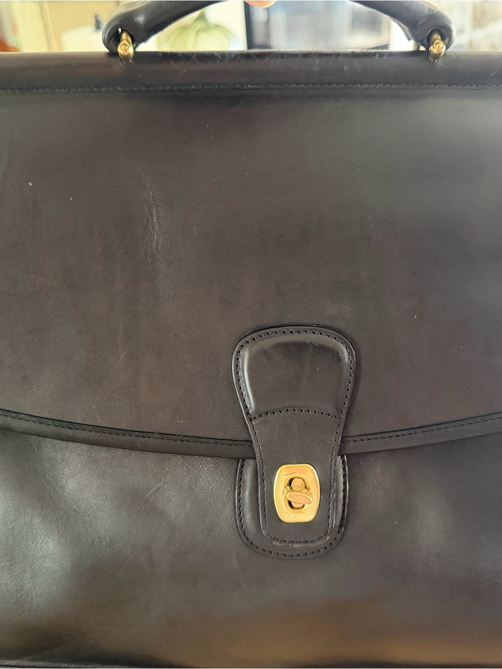 Coach Black Leather Laptop Briefcase with Gold Hardware